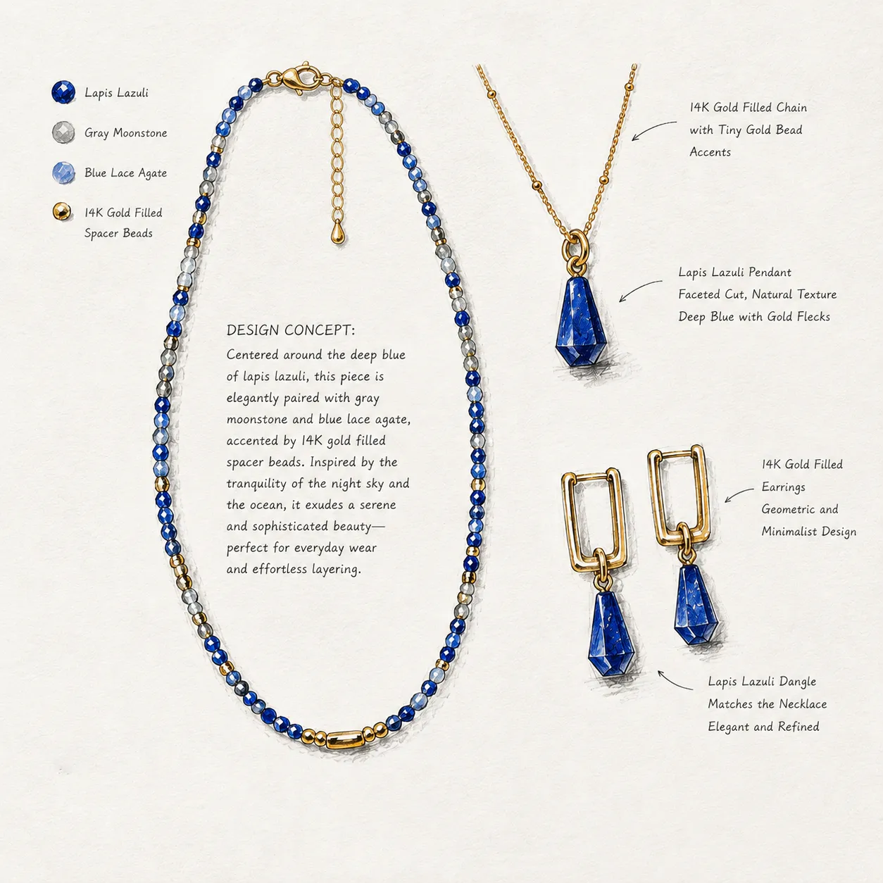 Wisdom & Enlightenment-Multi-faceted Lapis Lazuli Pendant Necklace - Image 5