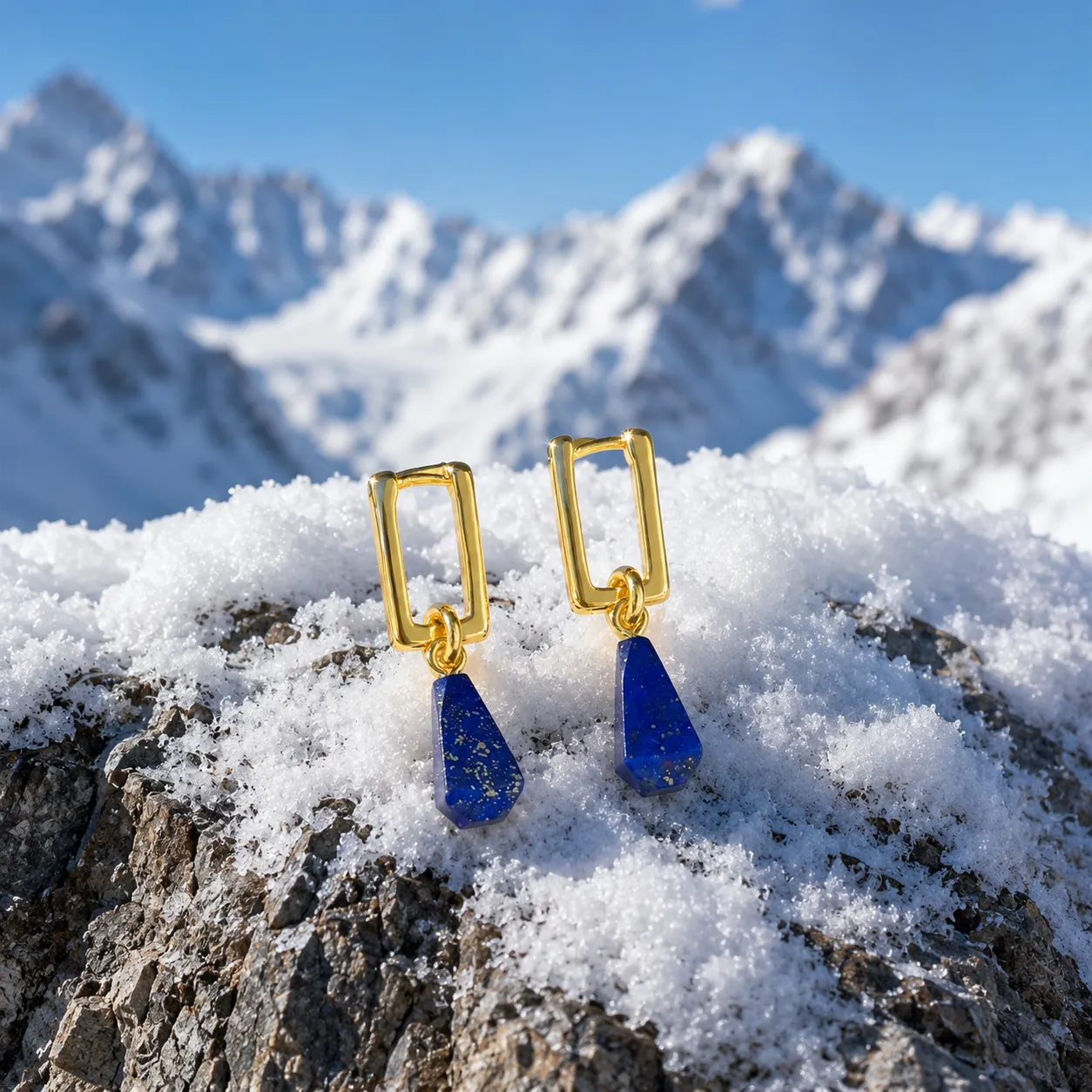 Wisdom & Enlightenment-Multi-faceted Lapis Lazuli Earrings - Image 3