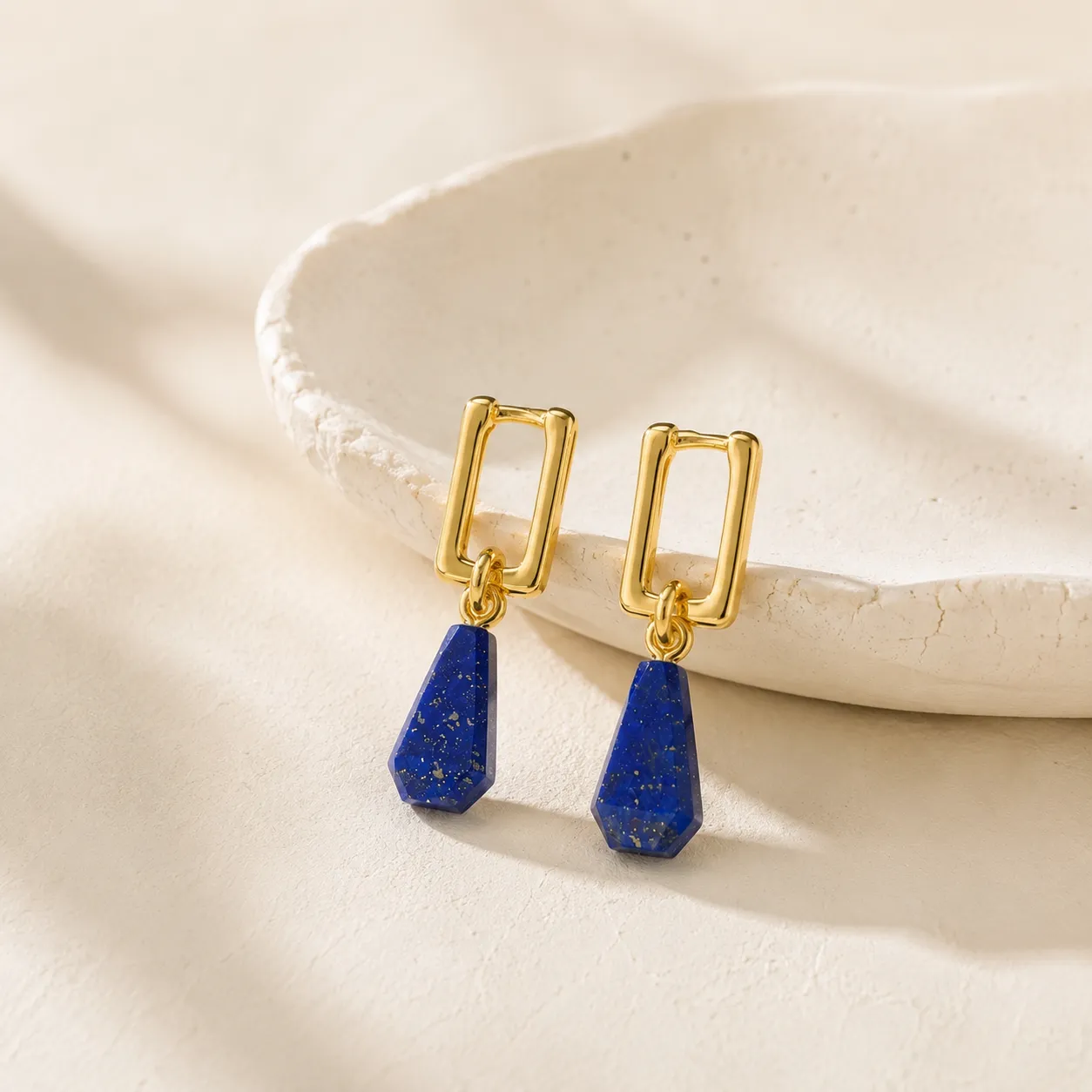 Wisdom & Enlightenment-Multi-faceted Lapis Lazuli Earrings - Image 4