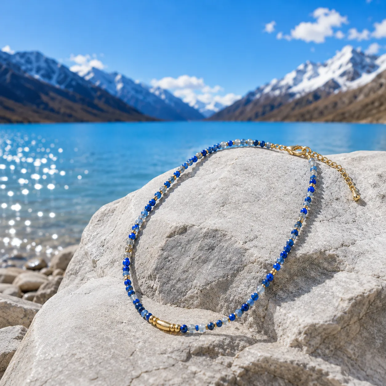 Wisdom & Enlightenment-Versatile Lapis Lazuli Beaded Clavicle Necklace - Image 3