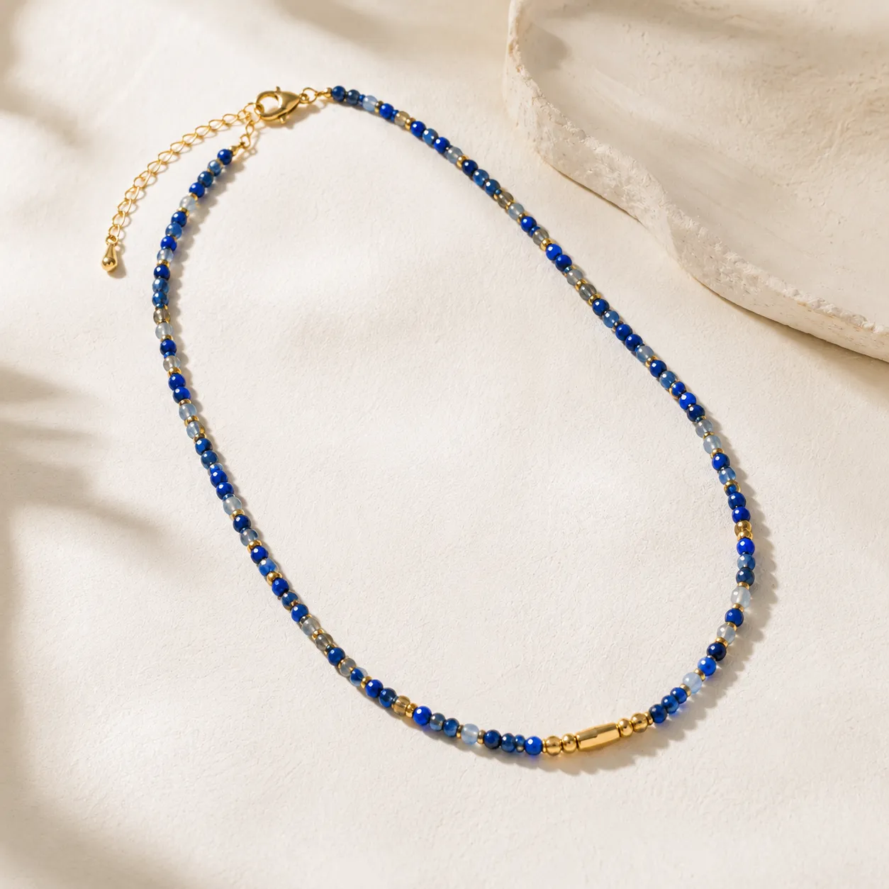 Wisdom & Enlightenment-Versatile Lapis Lazuli Beaded Clavicle Necklace - Image 4