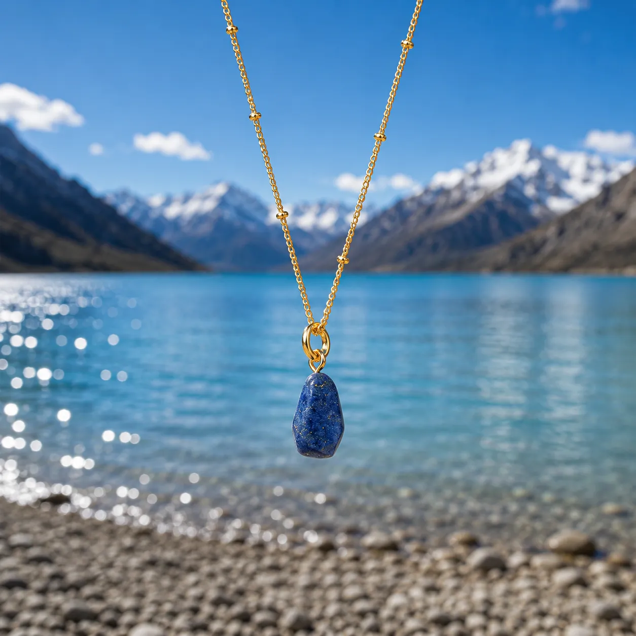 Wisdom & Enlightenment-Multi-faceted Lapis Lazuli Pendant Necklace - Image 3