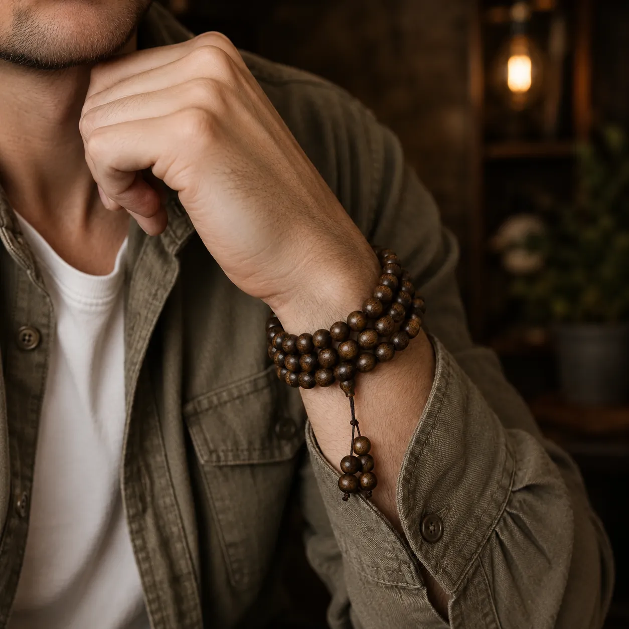 Natural Agarwood 108 Mala Beads 8mm Sinking Grade Aloeswood Prayer Beads for Meditation Yoga Buddhist Rosary Necklace Authentic Oud Wood Jewelry for Men Women Calm Mindfulness Spiritual Gift